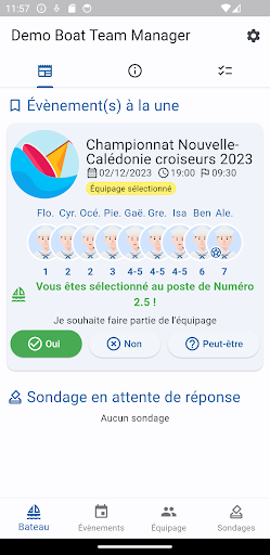 Android application Regatta Team Manager screenshort