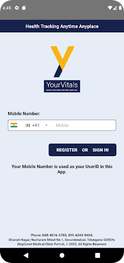 Android application YourVitals screenshort