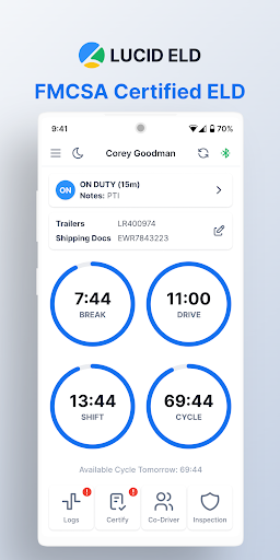 Android application Lucid ELD screenshort