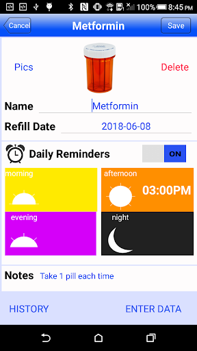 Jini Health App, Pill Reminder Screen 3