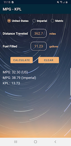 MPG - KPL Calculator Screen 2