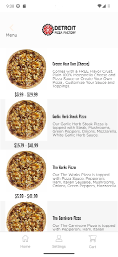 Screenshot of Detroit Pizza Factory