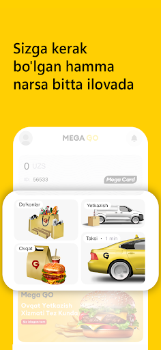 Android application Mega Go: taksi va yetkazish screenshort