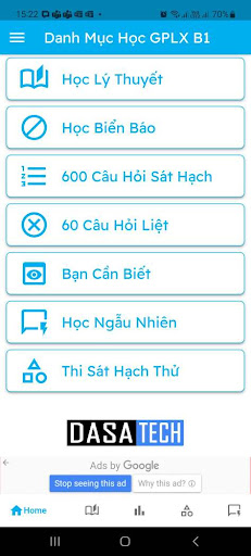 Học 600 câu hỏi GPLX B1 2024 Screen 2