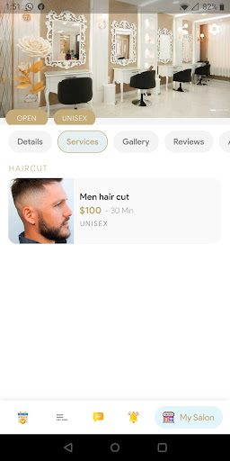 Android application Salonet Owner screenshort