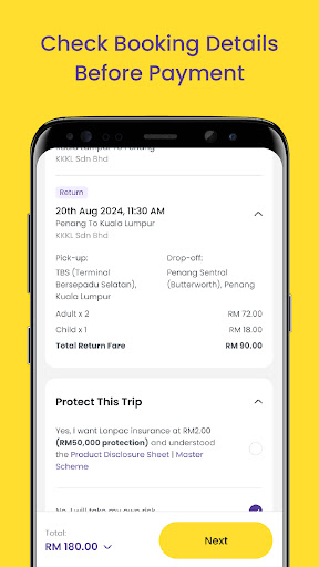 Screenshot of Easybook® Bus Train Ferry Car