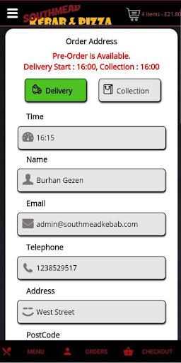Android application Southmead Kebab screenshort