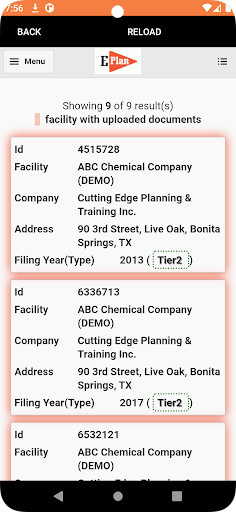 Android application E-Plan screenshort