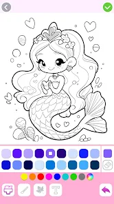 Mermaid Coloring Games - Jogos de desenho, pintura e maquiagem gratuitos  para criar belas imagens de sereias e estimular a  criatividade::Appstore for Android