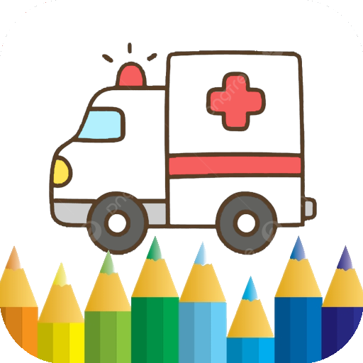 ambulance car - coloring book logo