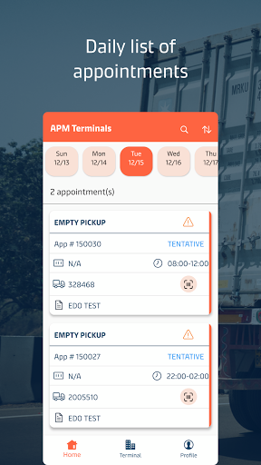 Android application APMT TERMPoint Appointments screenshort