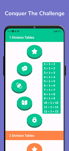 Screenshot of Division Tables