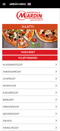 Android application Ravintola Mardin screenshort