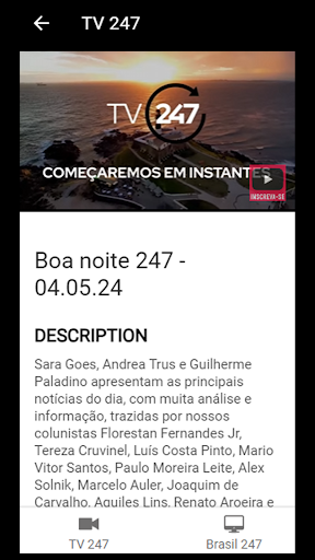 Android application TV 247 screenshort