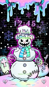 Pastel Scary Snowman-Wallpaper