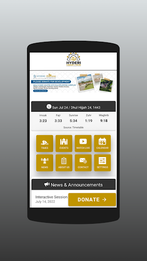 Android application Hyderi Community Centre screenshort