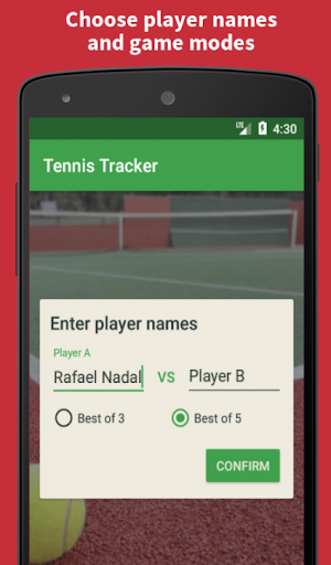 Android application Tennis Tracker screenshort