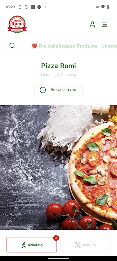Android application Pizzeria Romi screenshort