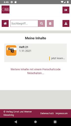 Android application Gieseking Zeitschriften screenshort