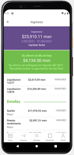 Android application Del Real screenshort