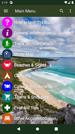 Android application Cape to Cape Track Guide screenshort
