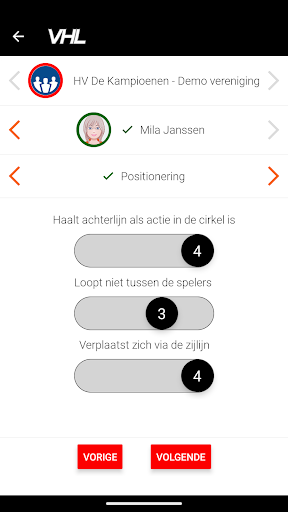 VHL Scheidsrechter evaluatie Screen 3