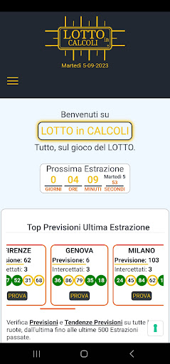 Android application Lotto in Calcoli (web) screenshort