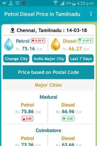 Android application Petrol Diesel price in Tamilna screenshort