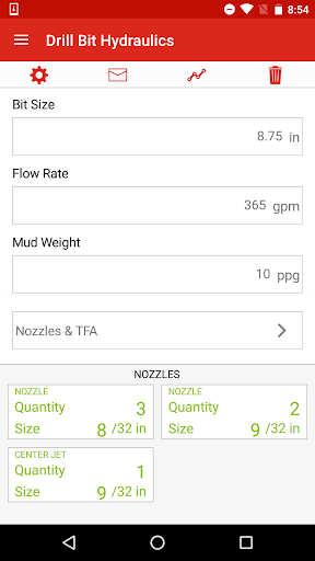 Android application Drill Bit Nozzle Calculator screenshort