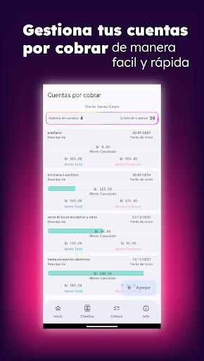 Android application Cobros Deudas App 2024 screenshort