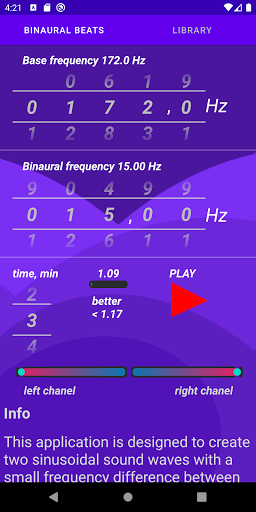 Android application Binaural beats screenshort