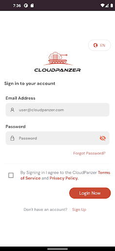 Android application CloudPanzer™ screenshort
