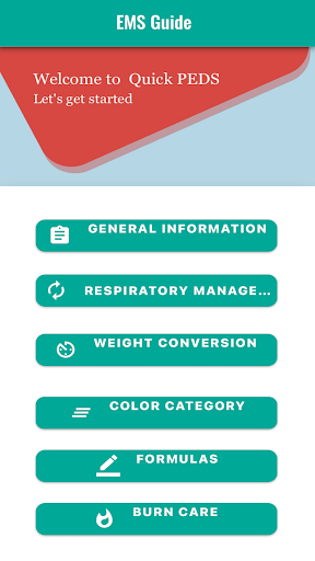 Android application Quick PEDS EMS Guide Lite screenshort