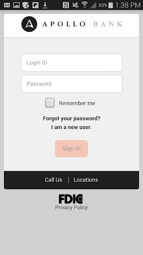 Android application Apollo Bank Mobile Banking screenshort
