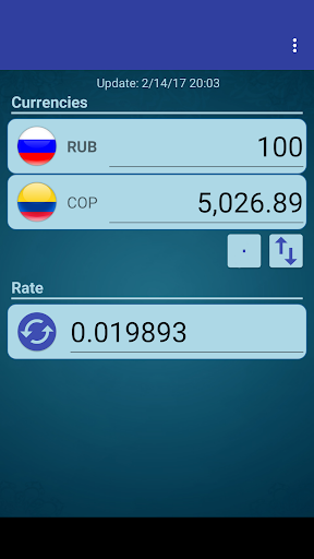 Android application Russian Ruble x Colombian Peso screenshort