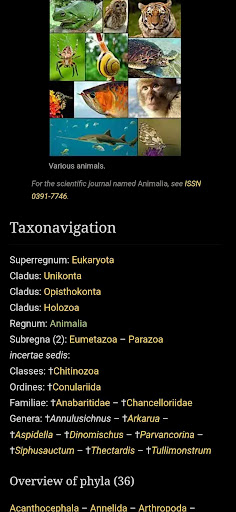 Android application WikiSpecies screenshort