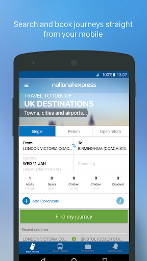 Screenshot of National Express Coach