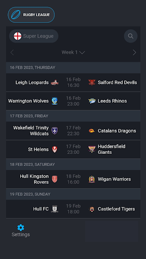 English rugby league livescore Screen 2