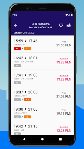 KOLEO - PKP timetable Screen 2