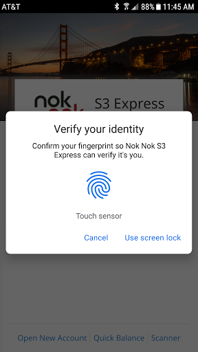 Android application Nok Nok™ BankAuth screenshort