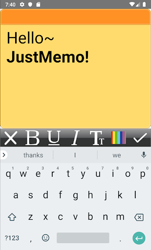 Android application JustMemo screenshort