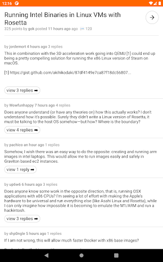 Hacker News Reader Screen 3
