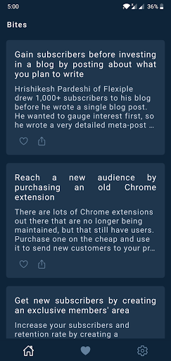 Android application Growth Bites screenshort