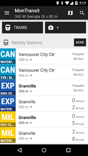 Android application Vancouver Transit Train - Mon… screenshort