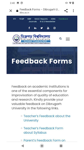 Android application DU: Dibrugarh University screenshort