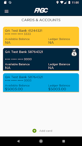 FNBC Debit Card Hub Screen 2
