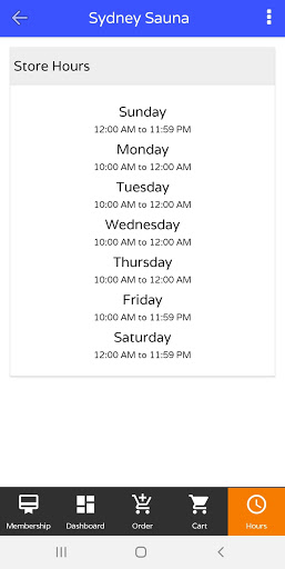 Android application Sydney Sauna screenshort