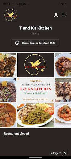 Android application T & K Kitchen screenshort