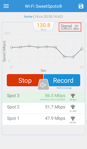 Screenshot of Wi-Fi SweetSpots