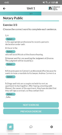 Professional English Program Screen 3